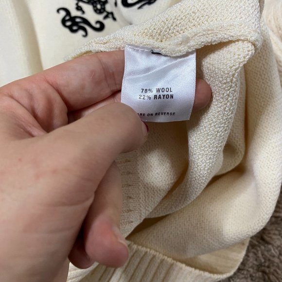 St. John Sport Ivory Black Embroidered Zip Up Wool Knit Jacket - Picture 10 of 10